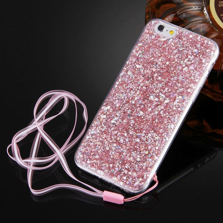 For iPhone 6 & 6s Flash Powder TPU Protective Case with Lanyard