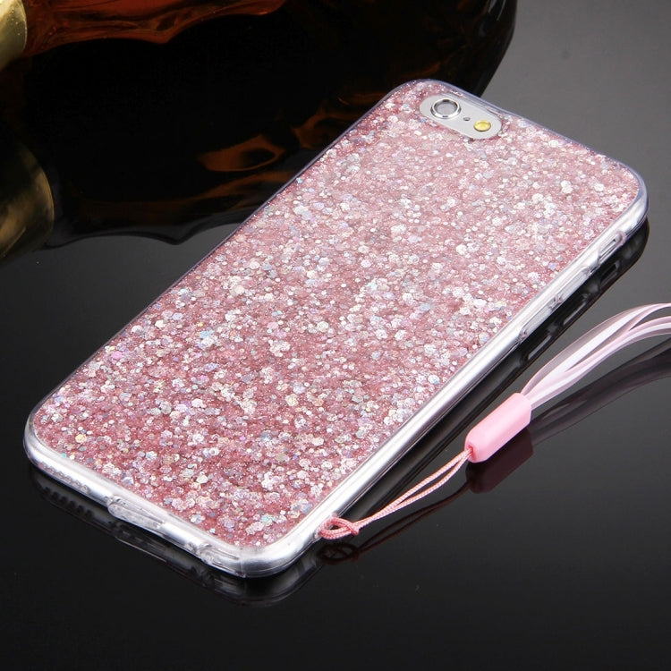 For iPhone 6 & 6s Flash Powder TPU Protective Case with Lanyard