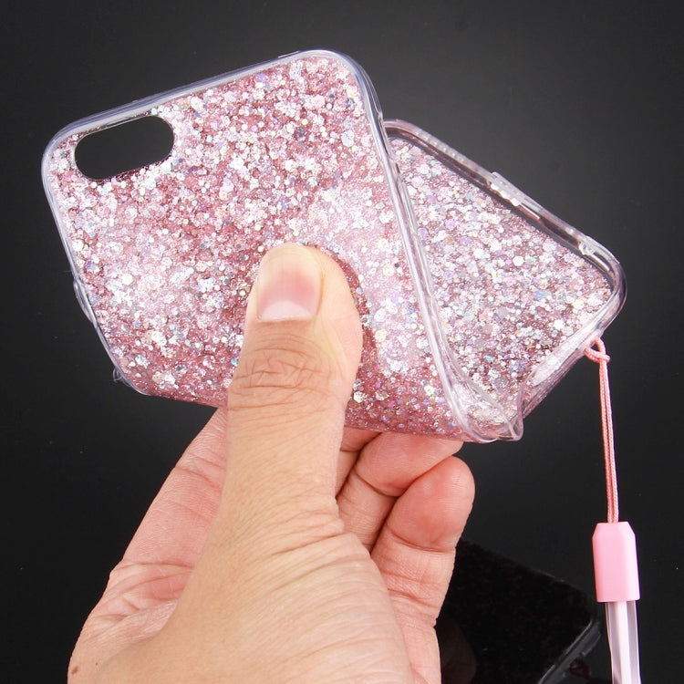 For iPhone 6 & 6s Flash Powder TPU Protective Case with Lanyard