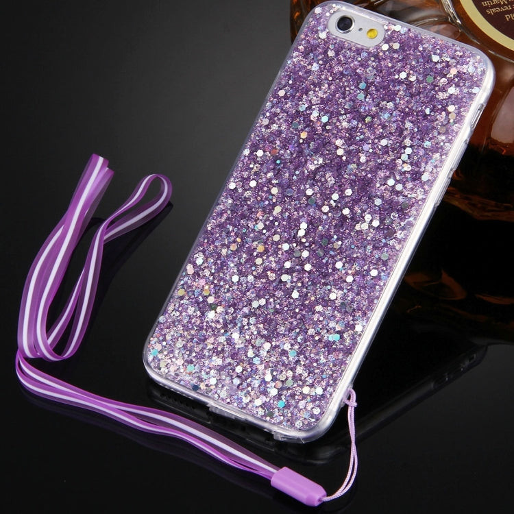 For iPhone 6 & 6s Flash Powder TPU Protective Case with Lanyard
