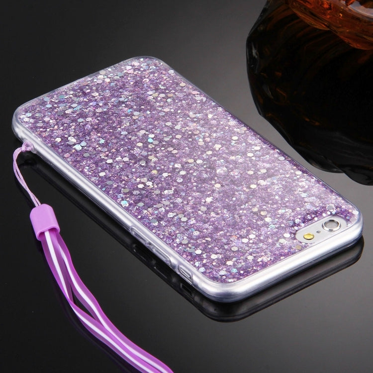 For iPhone 6 & 6s Flash Powder TPU Protective Case with Lanyard