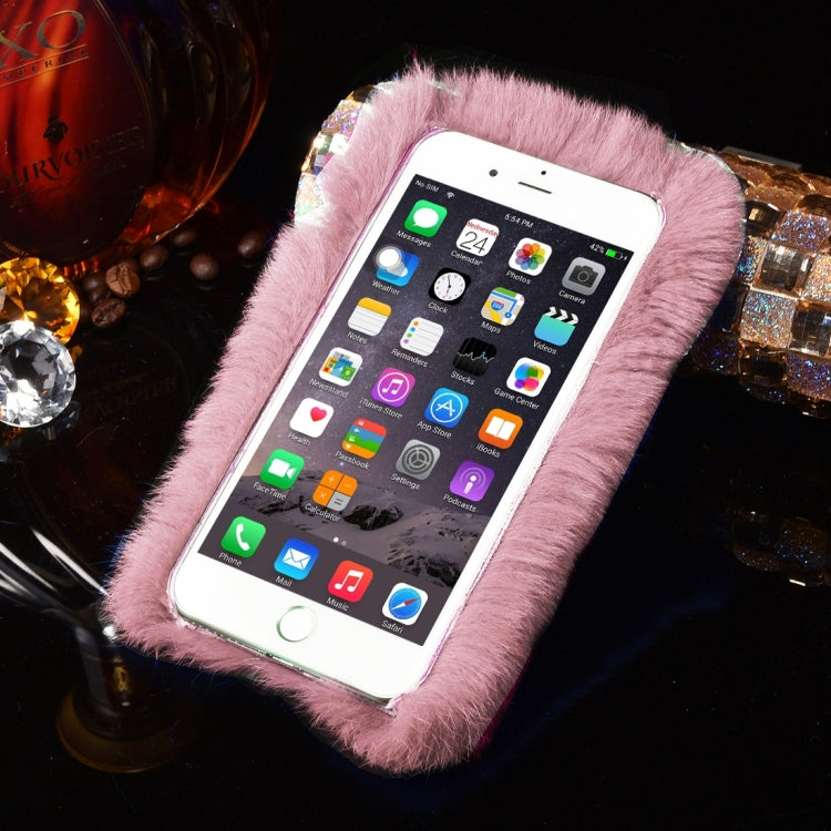 For iPhone 6 & 6s Genuine Rabbit Hair Diamond Encrusted Thickened PC Protective Case