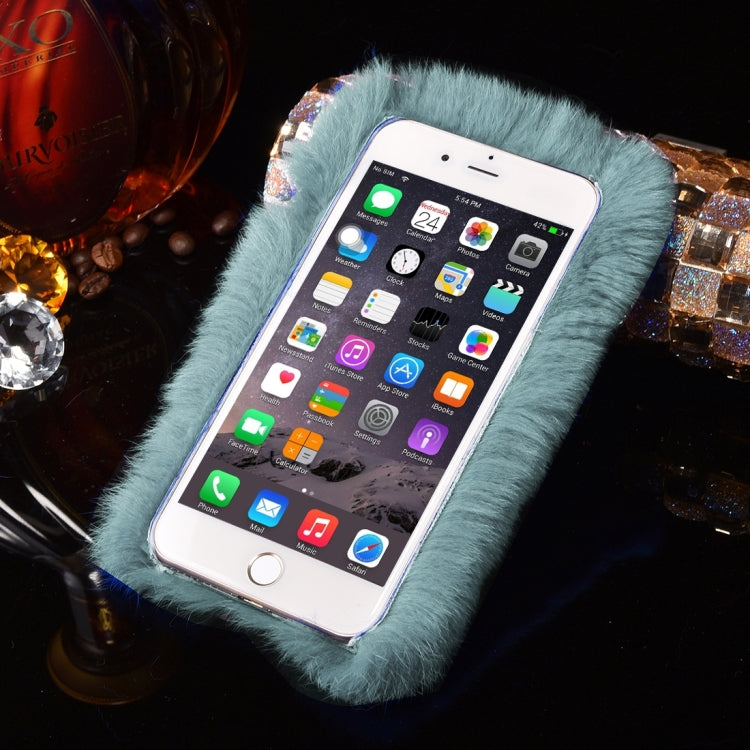 For iPhone 6 & 6s Genuine Rabbit Hair Diamond Encrusted Thickened PC Protective Case