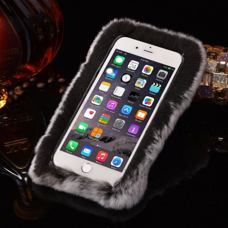 For iPhone 6 & 6s Genuine Rabbit Hair Diamond Encrusted Thickened PC Protective Case