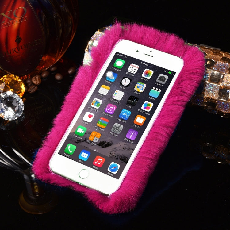 For iPhone 6 & 6s Genuine Rabbit Hair Diamond Encrusted Thickened PC Protective Case