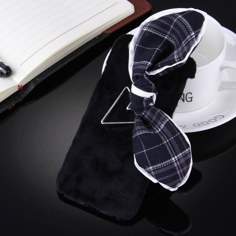 For iPhone 6 & 6s 3D Bowknot Decoration Plush Cloth PC Protective Case
