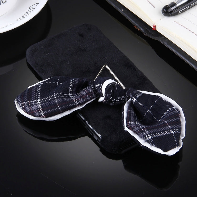 For iPhone 6 & 6s 3D Bowknot Decoration Plush Cloth PC Protective Case