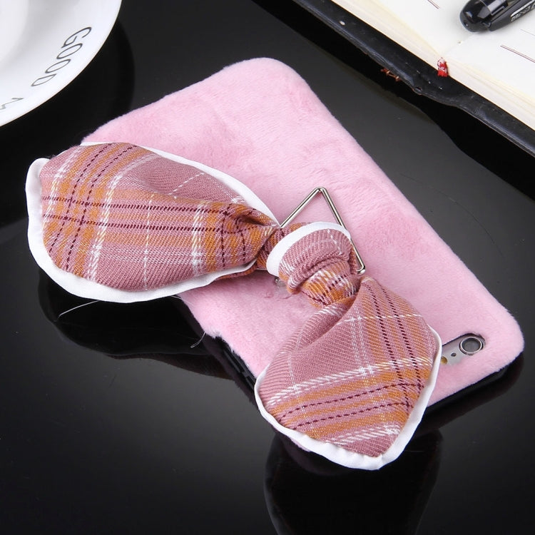 For iPhone 6 & 6s 3D Bowknot Decoration Plush Cloth PC Protective Case