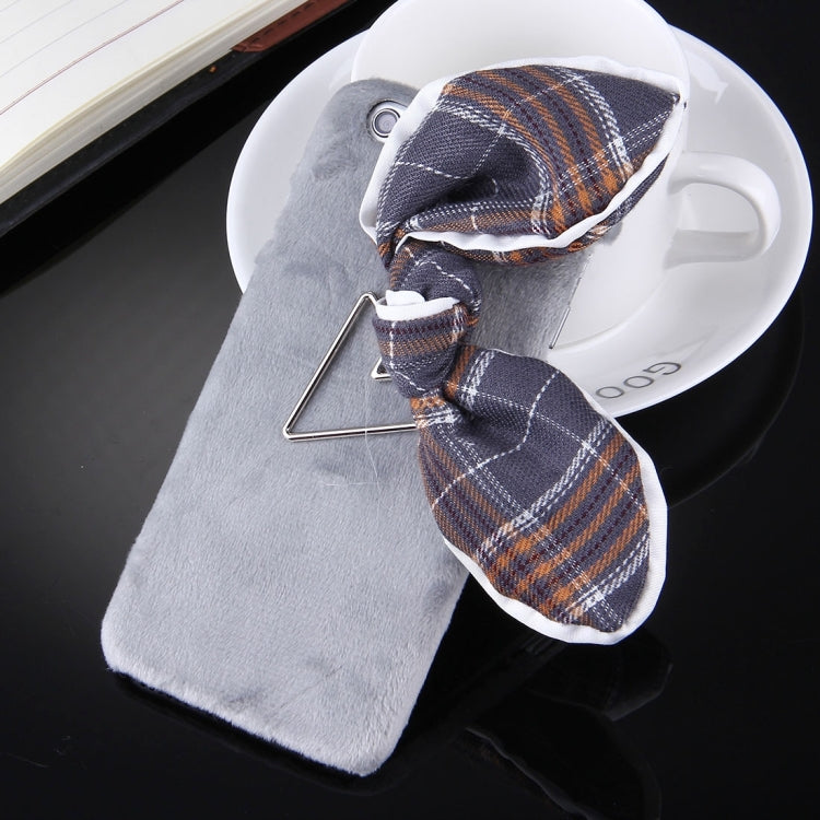 For iPhone 6 & 6s 3D Bowknot Decoration Plush Cloth PC Protective Case