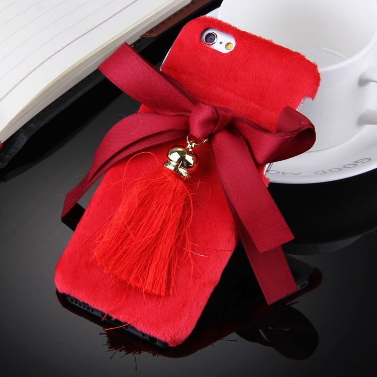 For iPhone 6 & 6s 3D Bowknot Protective Back Cover Case with Tassels Pendant(Red)