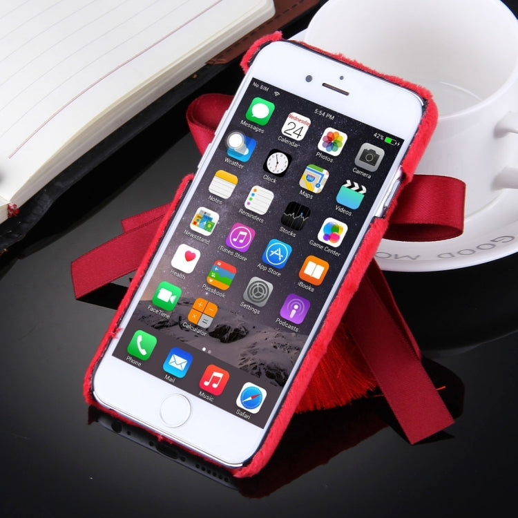 For iPhone 6 & 6s 3D Bowknot Protective Back Cover Case with Tassels Pendant(Red)