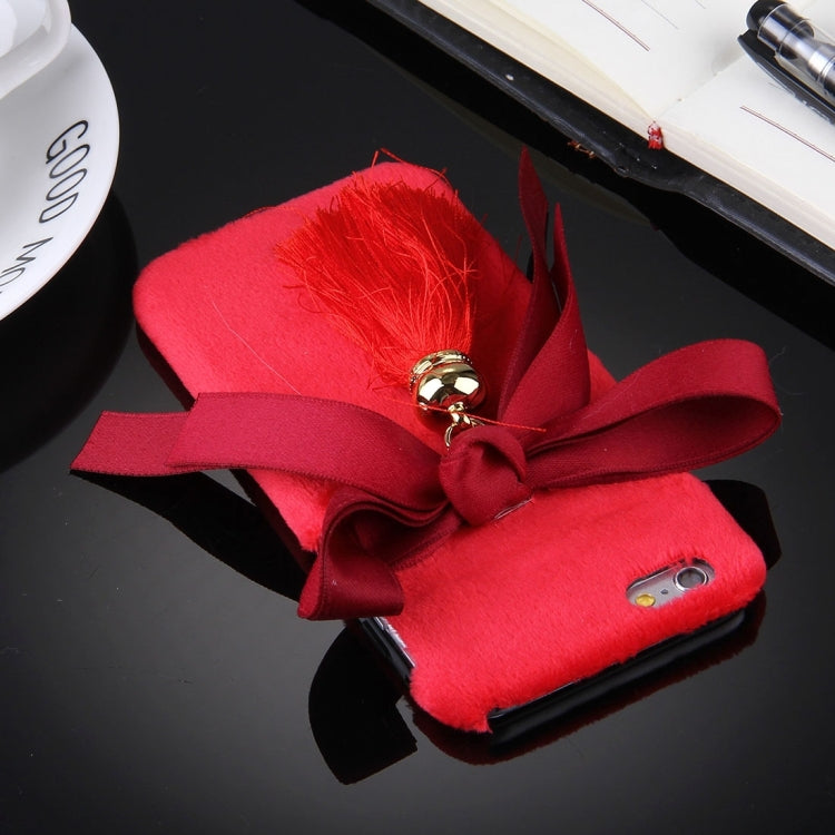 For iPhone 6 & 6s 3D Bowknot Protective Back Cover Case with Tassels Pendant(Red)