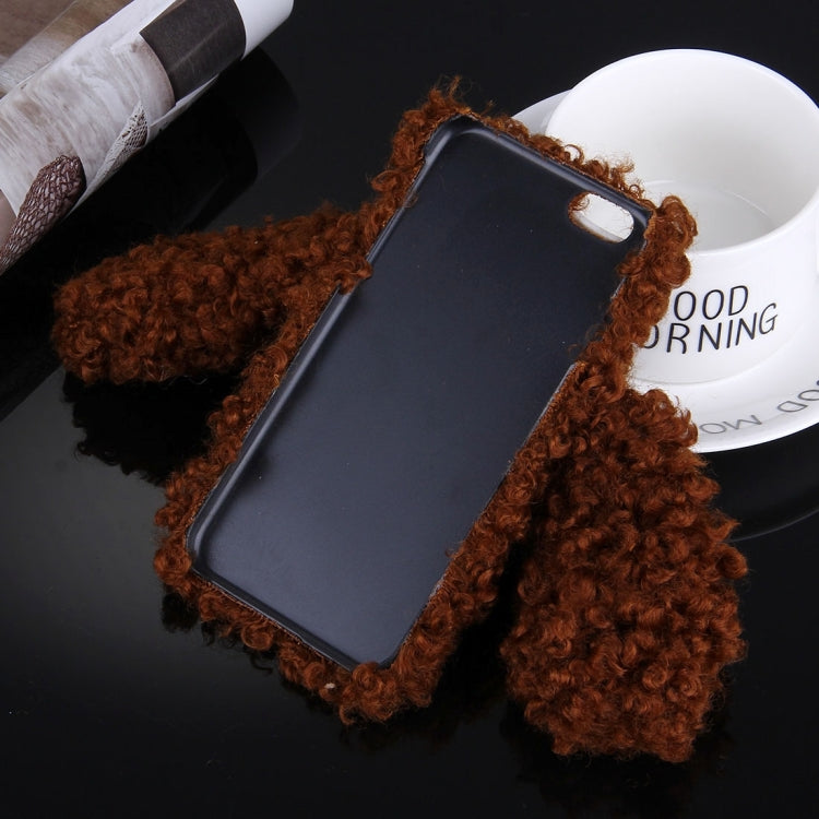 For iPhone 6 & 6s 3D Lovely Plush Cloth Dog Protective Back Cover Cass(Brown)