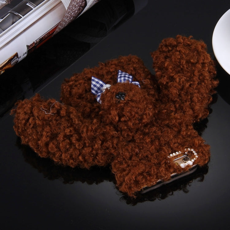 For iPhone 6 & 6s 3D Lovely Plush Cloth Dog Protective Back Cover Cass(Brown)