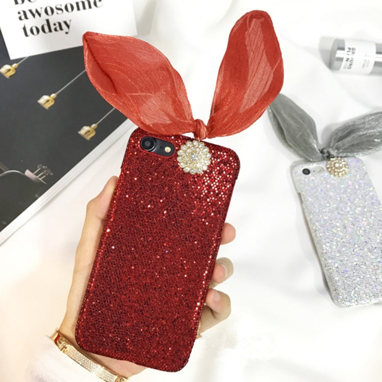 For iPhone 6 & 6s 3D Flower Bowknot Glitter Powder Soft TPU Back Cover Case(Red)
