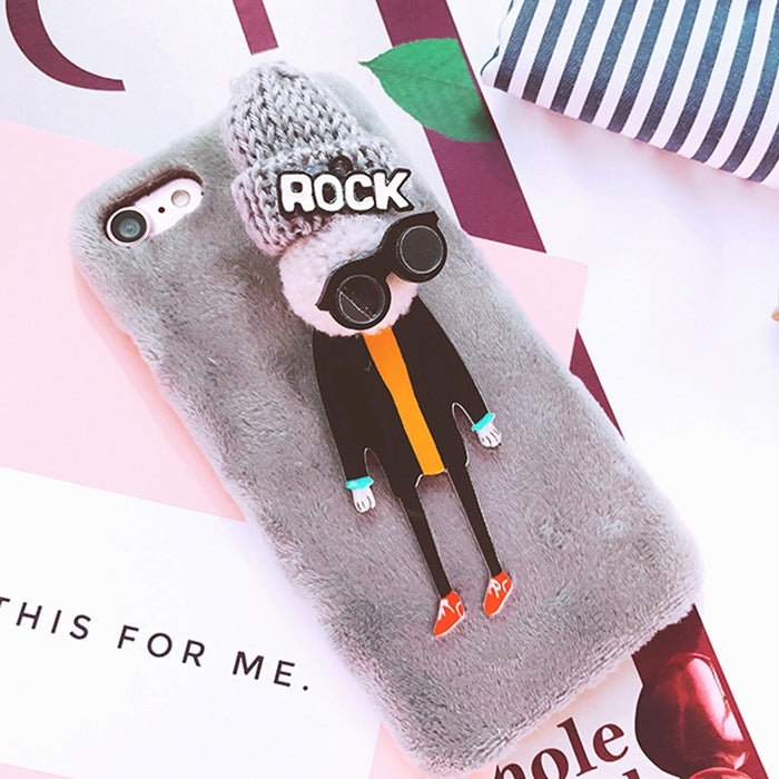 For iPhone 6 & 6s 3D Lovers Doll Plush Cloth Protective Back Cover Case