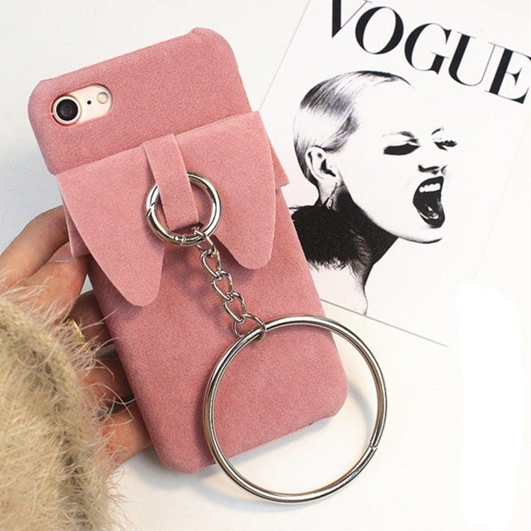 For iPhone 6 & 6s 3D Bowknot Plush Cloth Protective Back Cover Case with Ring Pendant