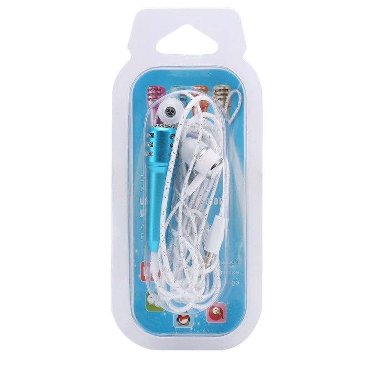 2 in 1 Mini Home KTV Handheld Microphone + 1.2M Stereo Earphone, For iPhone, Samsung, Huawei, Xiaomi, HTC and Other Smartphones, Tablet or Other Audio Device with 3.5mm Earphone Port