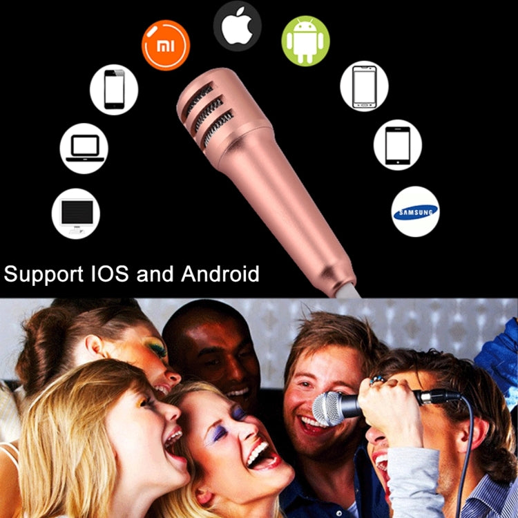 2 in 1 Mini Home KTV Handheld Microphone + 1.2M Stereo Earphone, For iPhone, Samsung, Huawei, Xiaomi, HTC and Other Smartphones, Tablet or Other Audio Device with 3.5mm Earphone Port