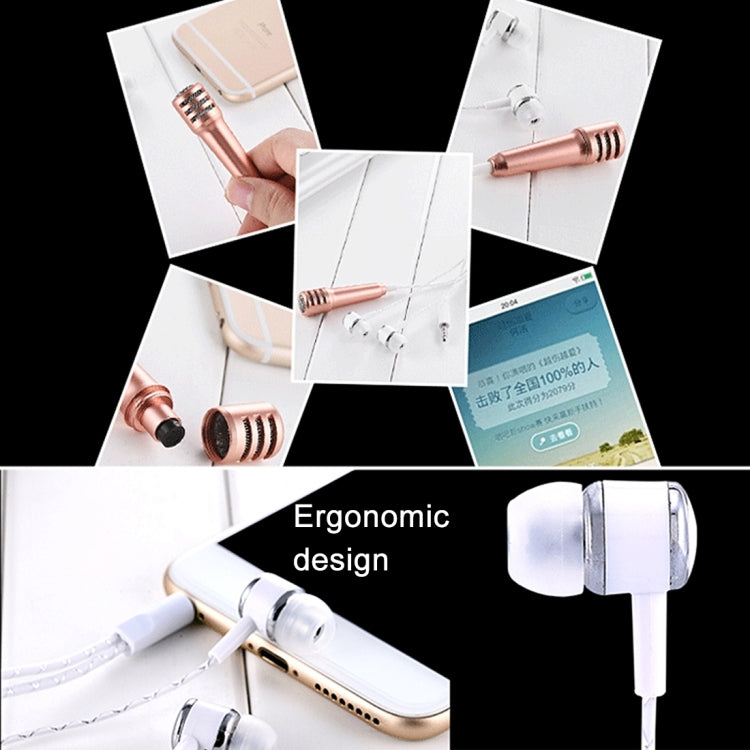 2 in 1 Mini Home KTV Handheld Microphone + 1.2M Stereo Earphone, For iPhone, Samsung, Huawei, Xiaomi, HTC and Other Smartphones, Tablet or Other Audio Device with 3.5mm Earphone Port