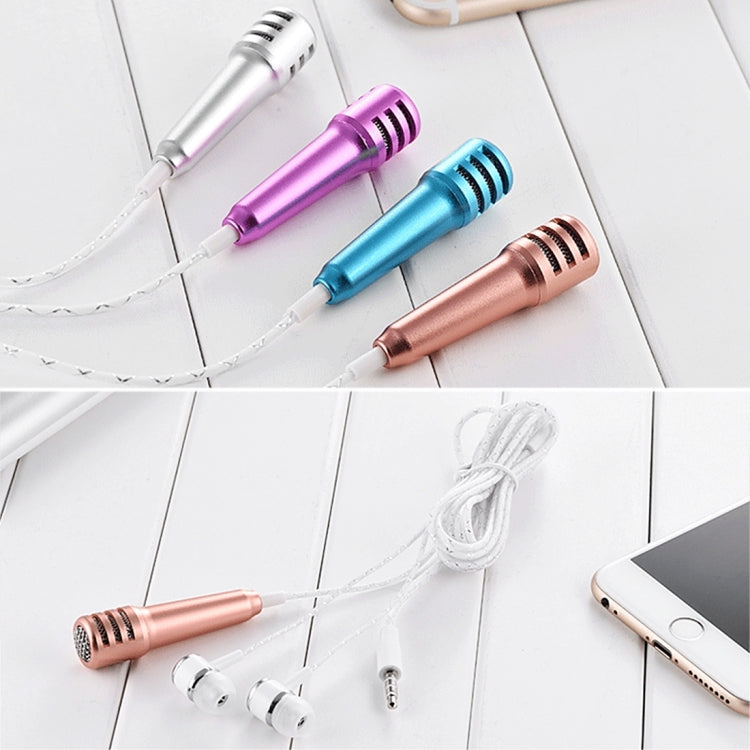 2 in 1 Mini Home KTV Handheld Microphone + 1.2M Stereo Earphone, For iPhone, Samsung, Huawei, Xiaomi, HTC and Other Smartphones, Tablet or Other Audio Device with 3.5mm Earphone Port