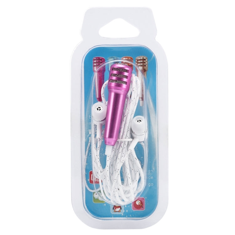 2 in 1 Mini Home KTV Handheld Microphone + 1.2M Stereo Earphone, For iPhone, Samsung, Huawei, Xiaomi, HTC and Other Smartphones, Tablet or Other Audio Device with 3.5mm Earphone Port
