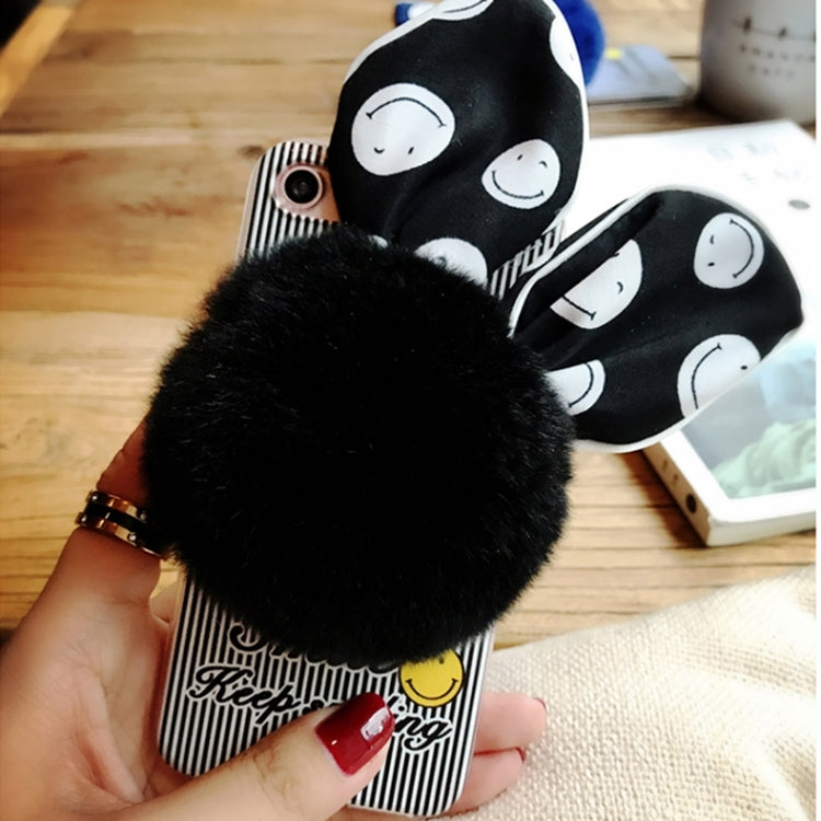 For iPhone 6 & 6s Fur Ball Smile Pattern Rabbit Ears Soft Protective Back Cover Case