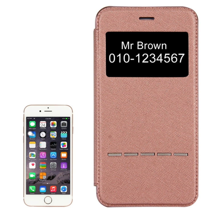 For iPhone 6 & 6s Cross Texture Electroplating TPU Back Cover Horizontal Flip Leather Case with Call Display ID