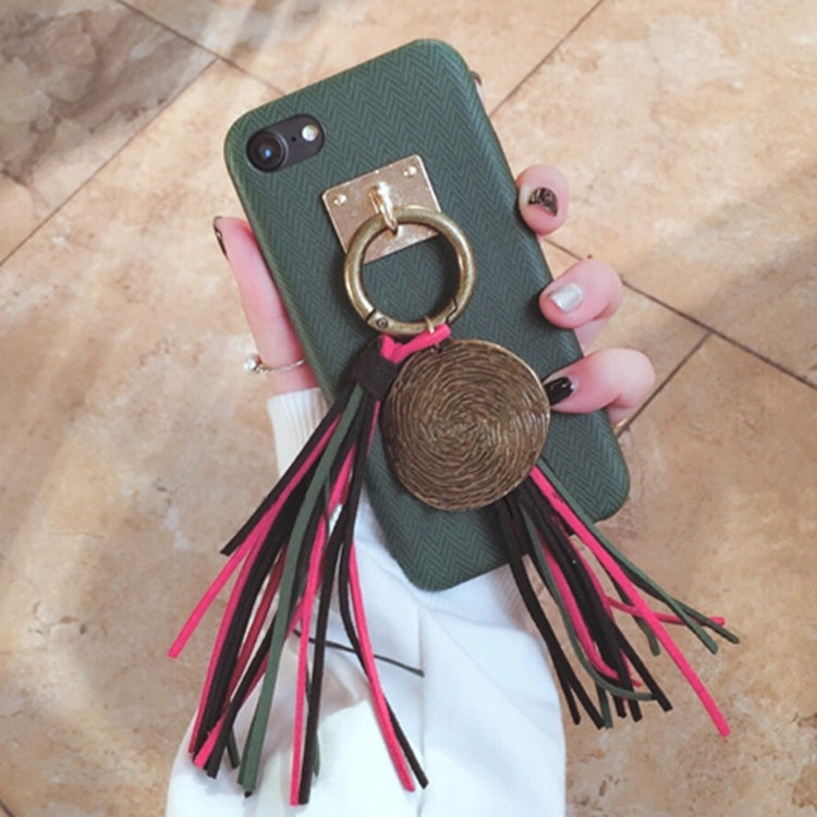 For iPhone 6 & 6s PU Leather Retro Protective Back Cover Case with Tassels Pandent(Green)
