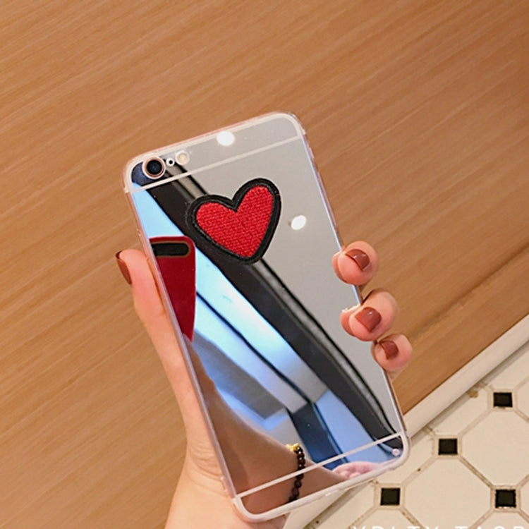 For iPhone 6 & 6s Embroidery Heart Shape Electroplating Mirror TPU Protective Back Cover Case (Silver)