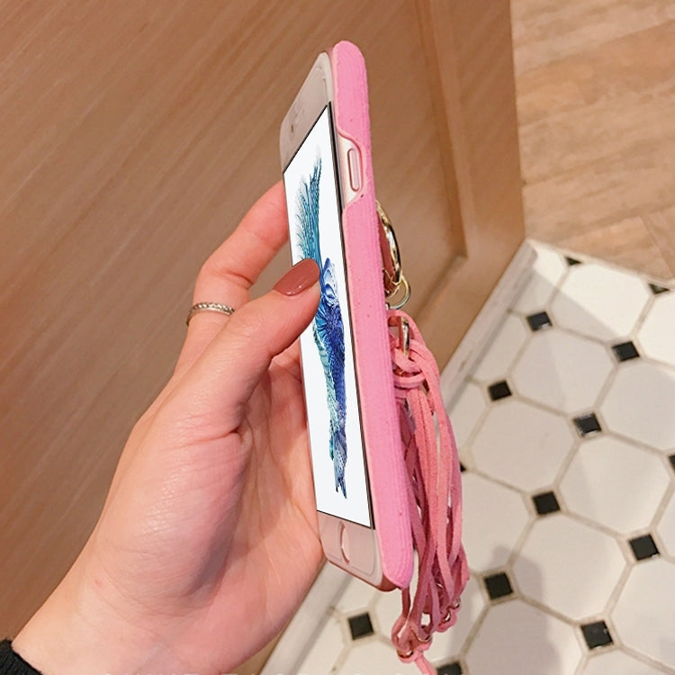 For iPhone 6 & 6s Corduroy Cloth Hard Protective Back Cover Case with Tassels Pandent