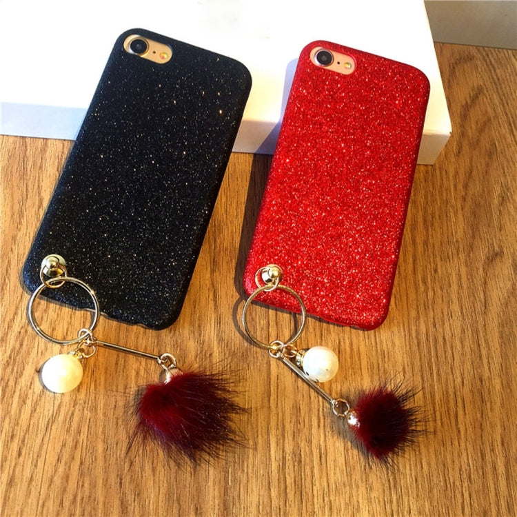 For iPhone 6 & 6s Glitter Powder Soft TPU Protective Case with Furry Ball Pandent