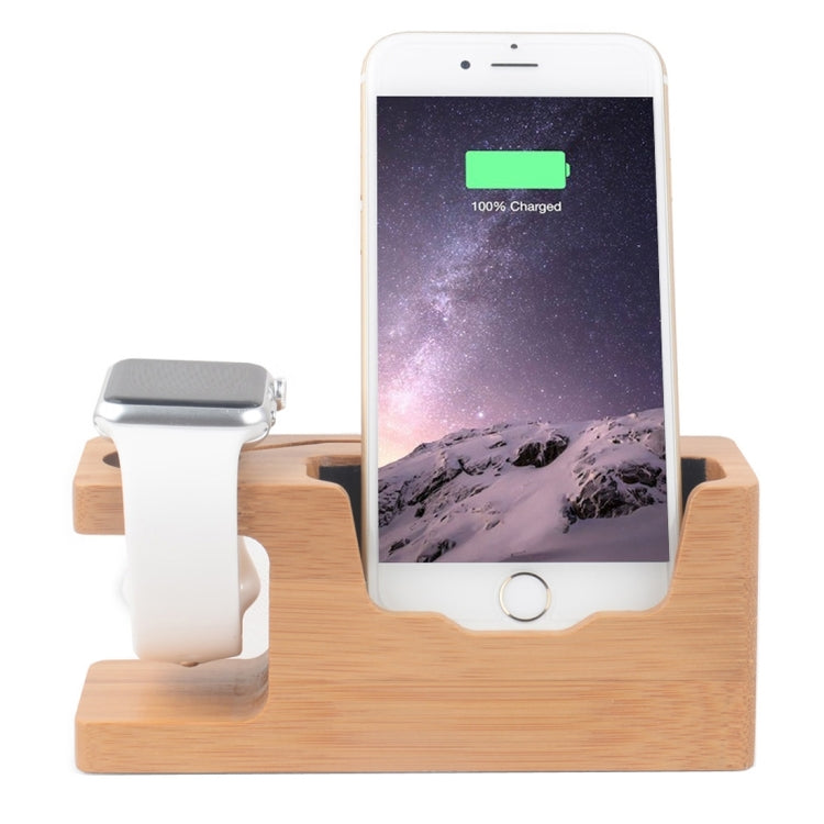 2 in 1 Bamboo Wooden Charger Holder for Apple Watch 38mm & 42mm / iPhone 6 Plus / iPhone 6