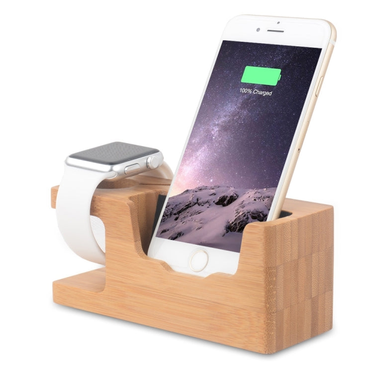 2 in 1 Bamboo Wooden Charger Holder for Apple Watch 38mm & 42mm / iPhone 6 Plus / iPhone 6