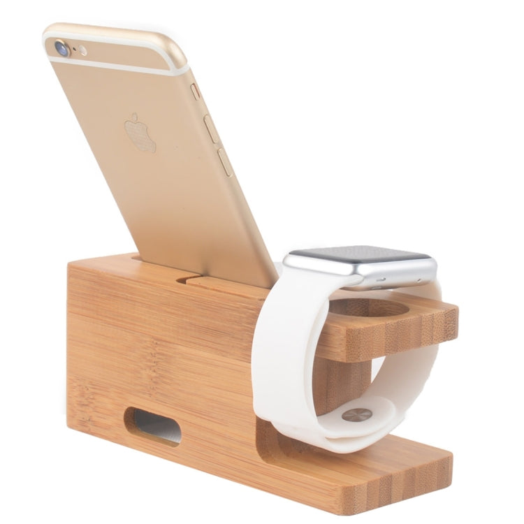 2 in 1 Bamboo Wooden Charger Holder for Apple Watch 38mm & 42mm / iPhone 6 Plus / iPhone 6