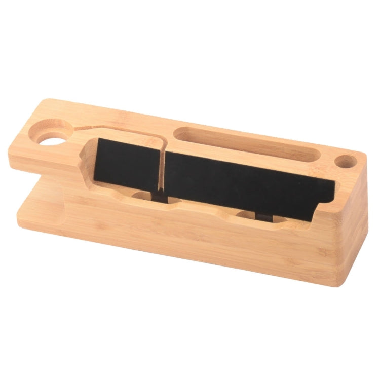 Rectangle Style 3 in 1 Bamboo Wooden Charger Holder for Apple Watch 38mm & 42mm / iPhone 6 Plus / iPhone 6