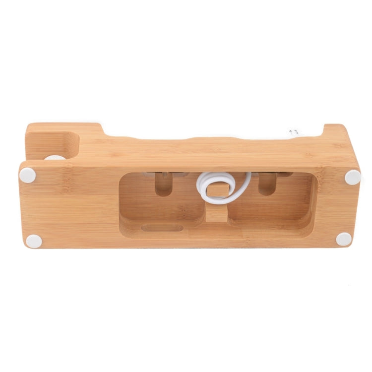 Rectangle Style 3 in 1 Bamboo Wooden Charger Holder for Apple Watch 38mm & 42mm / iPhone 6 Plus / iPhone 6