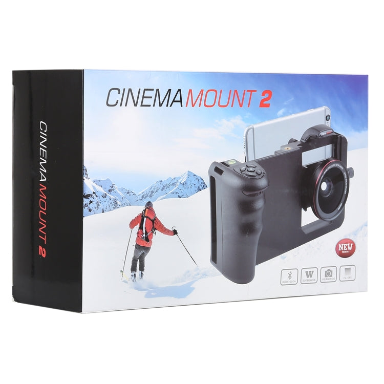 Cinema Mount 2 Professional Smartphone Stabilizer Rig Mount with Grip & 0.45X Super Wide Angle Macro Lens, For iPhone 8 & 7, iPhone 6 & 6s, 6 Plus & 6s Plus, and other Smartphones Screen Less Than 6.0 inch