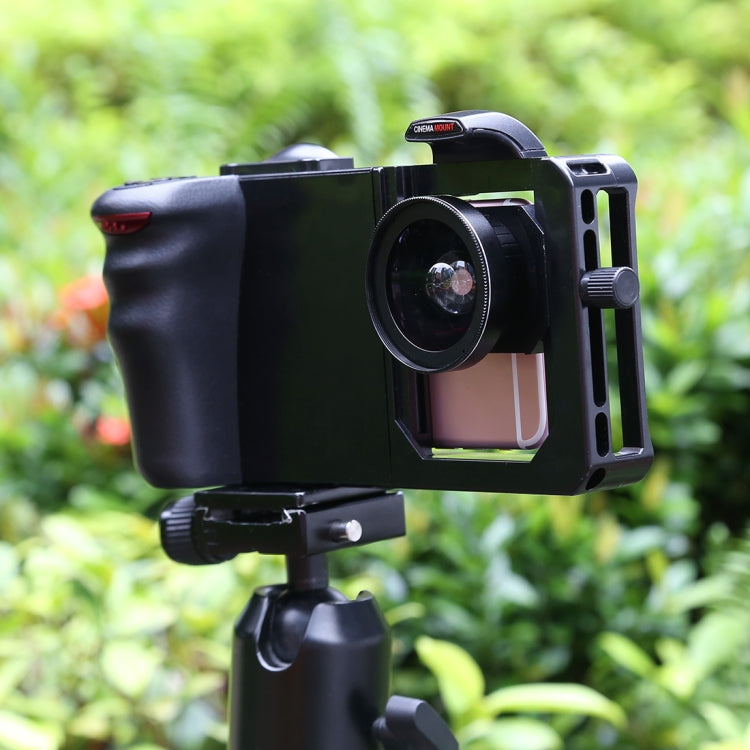 Cinema Mount 2 Professional Smartphone Stabilizer Rig Mount with Grip & 0.45X Super Wide Angle Macro Lens, For iPhone 8 & 7, iPhone 6 & 6s, 6 Plus & 6s Plus, and other Smartphones Screen Less Than 6.0 inch