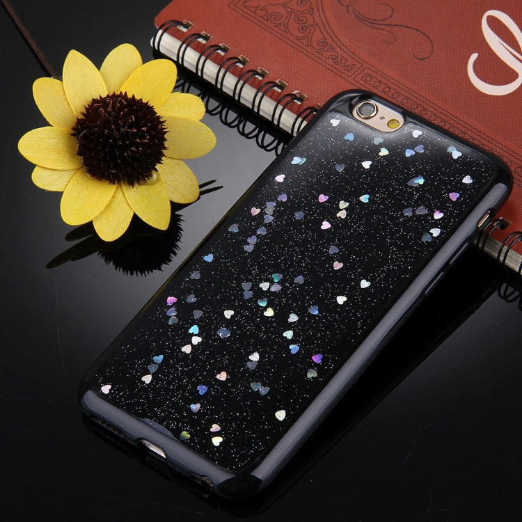 For iPhone 6 & 6s Black Background Glitter Powder Soft TPU Protective Back Cover Case