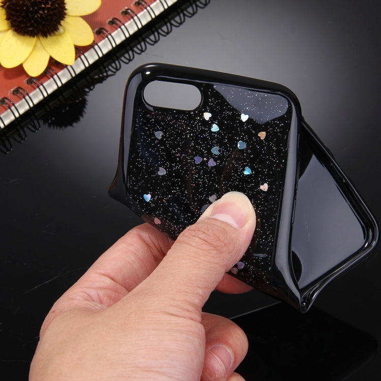For iPhone 6 & 6s Black Background Glitter Powder Soft TPU Protective Back Cover Case