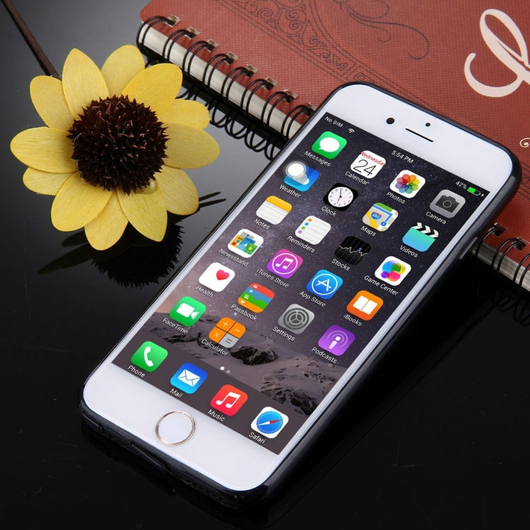 For iPhone 6 & 6s Black Background Glitter Powder Heart Pattern TPU Bumper Frame Protective Hard Back Cover Case