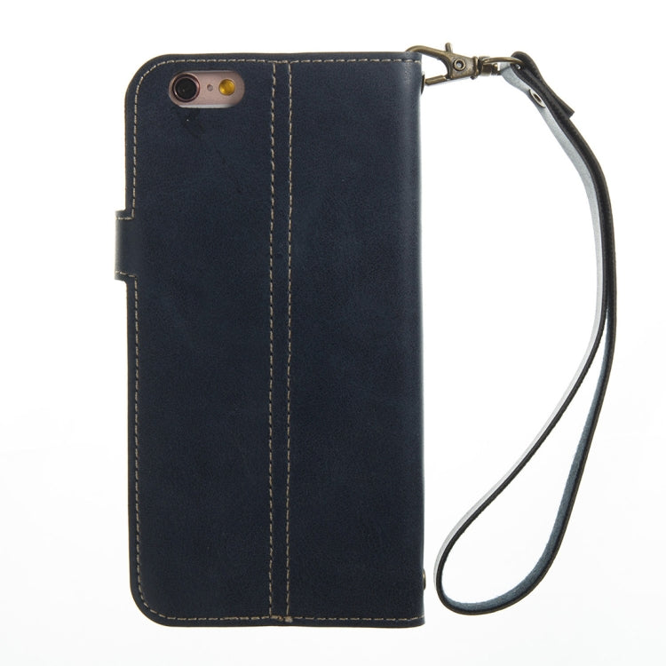 For iPhone 6 & 6s Retro Crazy Horse Texture Horizontal Flip PU Leather Case with Card Slots & Wallet & Hand Strap