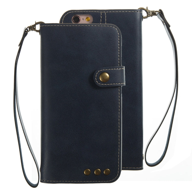 For iPhone 6 & 6s Retro Crazy Horse Texture Horizontal Flip PU Leather Case with Card Slots & Wallet & Hand Strap