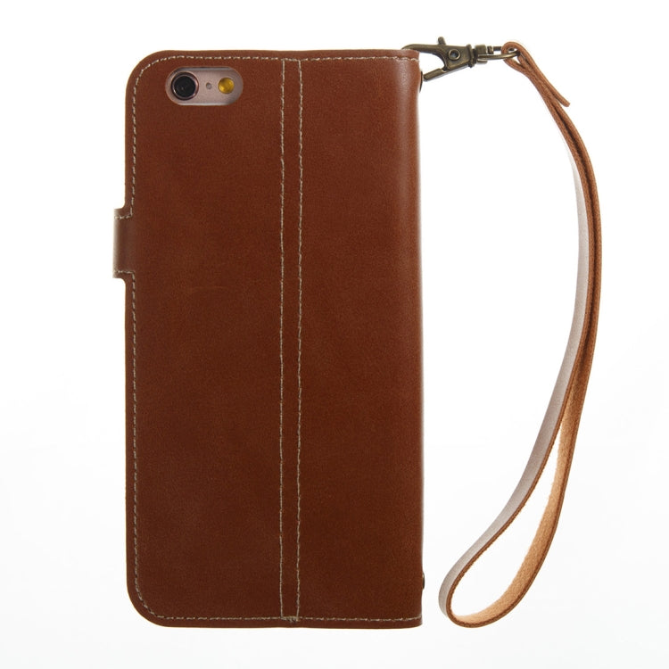 For iPhone 6 & 6s Retro Crazy Horse Texture Horizontal Flip PU Leather Case with Card Slots & Wallet & Hand Strap