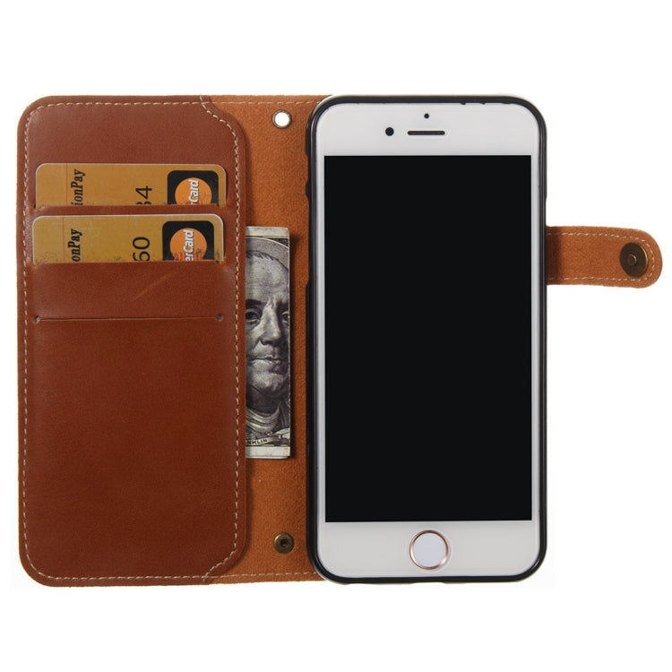 For iPhone 6 & 6s Retro Crazy Horse Texture Horizontal Flip PU Leather Case with Card Slots & Wallet & Hand Strap
