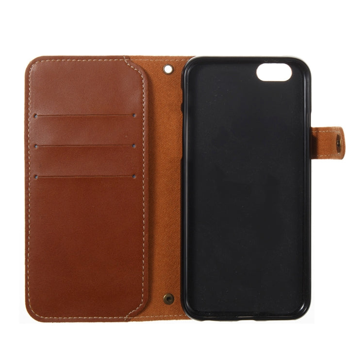For iPhone 6 & 6s Retro Crazy Horse Texture Horizontal Flip PU Leather Case with Card Slots & Wallet & Hand Strap