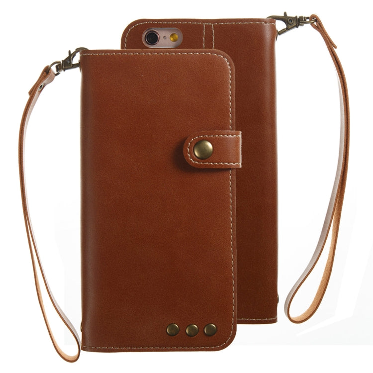 For iPhone 6 & 6s Retro Crazy Horse Texture Horizontal Flip PU Leather Case with Card Slots & Wallet & Hand Strap