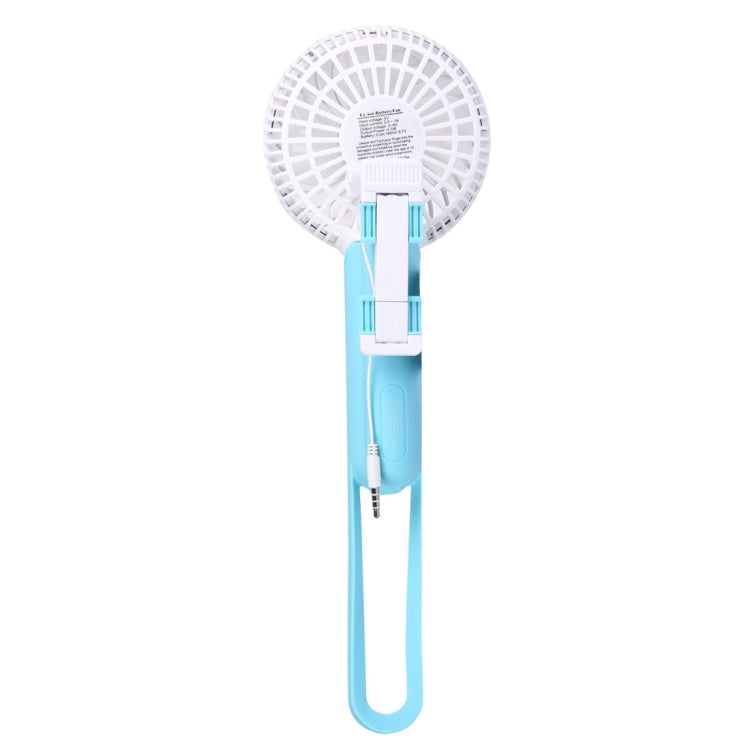 2 in 1 Portable USB Cooling Fan Blower with Three Adjustable Wind Speed + Wire Controlled Monopod Folding Extendable Handheld Pocket Holder Selfie Stick with Silicone Hand Strap, Folded Length: 22cm, Max Extension Length: 60cm(Blue)