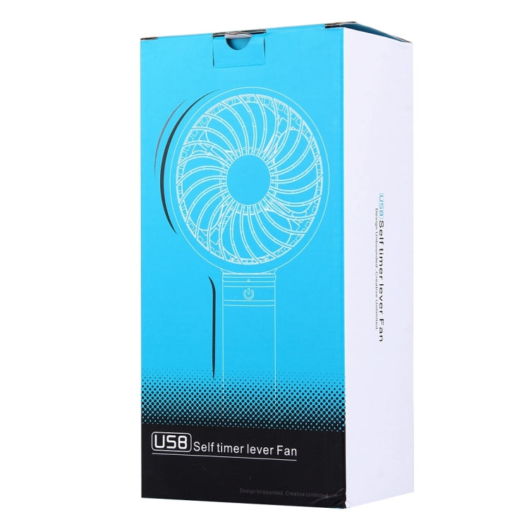 2 in 1 Portable USB Cooling Fan Blower with Three Adjustable Wind Speed + Wire Controlled Monopod Folding Extendable Handheld Pocket Holder Selfie Stick with Silicone Hand Strap, Folded Length: 22cm, Max Extension Length: 60cm(Blue)